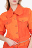 Ganni Orange Denim Cropped Jacket + Skirt Set Size 40