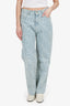 Casablanca Blue Denim Monogram Straight Leg Jeans Size 30