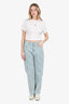 Casablanca Blue Denim Monogram Straight Leg Jeans Size 30
