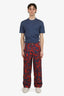 Burberry Navy/Red Rose Print Cargo Pants Size S Mens