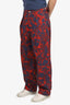 Burberry Navy/Red Rose Print Cargo Pants Size S Mens