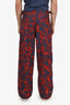 Burberry Navy/Red Rose Print Cargo Pants Size S Mens