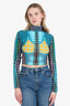 Jean Paul Gaultier Blue/Multicolour Re-Edition Printed Zip-up Top Size L