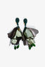 Oscar de la Renta Green 'Impatiens Flower' Clip On Earrings