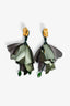 Oscar de la Renta Green 'Impatiens Flower' Clip On Earrings