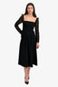 Self-Portrait Black Ruched Lace Sleeve Long Dress Size 4