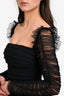 Self-Portrait Black Ruched Lace Sleeve Long Dress Size 4