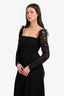 Self-Portrait Black Ruched Lace Sleeve Long Dress Size 4