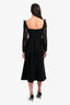 Self-Portrait Black Ruched Lace Sleeve Long Dress Size 4