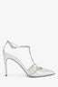 Rene Caovilla White Satin 'Clippy' Heels Size 39.5
