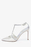 Rene Caovilla White Satin 'Clippy' Heels Size 39.5