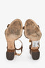 Dolce & Gabbana Brown Raffia Yellow Crystal Embellished Heeled Sandals Size 37
