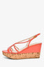 Prada 2009 Coral Patent Cork Wedges Size 37