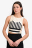 Tibi Cream/Black Print Crop Top Size 4