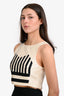 Tibi Cream/Black Print Crop Top Size 4