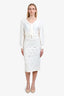 Ermanno Scervino White Lace Embroidered Midi Pencil Skirt Size 40