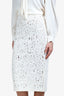 Ermanno Scervino White Lace Embroidered Midi Pencil Skirt Size 40