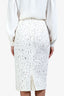 Ermanno Scervino White Lace Embroidered Midi Pencil Skirt Size 40