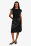 Gucci Vintage Black Coated Leather Flared Midi Skirt Size 40