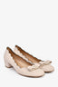 Salvatore Ferragamo Blush Pink Leather Bow Detail Block Heels Size 8