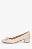 Salvatore Ferragamo Blush Pink Leather Bow Detail Block Heels Size 8
