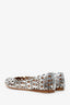Alaia Silver Metallic Laser Cut Leather Ballet Flats Estimated Size 40