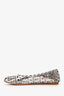 Alaia Silver Metallic Laser Cut Leather Ballet Flats Estimated Size 40