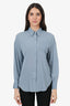 Brunello Cucinelli Blue Silk Beaded Blouse Size M