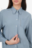 Brunello Cucinelli Blue Silk Beaded Blouse Size M