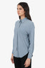Brunello Cucinelli Blue Silk Beaded Blouse Size M