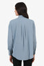 Brunello Cucinelli Blue Silk Beaded Blouse Size M