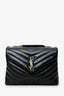 Saint Laurent Black Chevron Leather Medium Loulou Bag