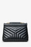 Saint Laurent Black Chevron Leather Medium Loulou Bag