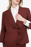 Marlowe Burgundy Wool Pant + Blazer Set Size 48