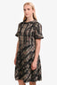 Burberry Green Plaid And Lace Print Midi Dress Size 44