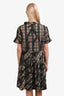 Burberry Green Plaid And Lace Print Midi Dress Size 44
