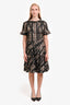 Burberry Green Plaid And Lace Print Midi Dress Size 44