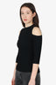Maje Black Ribbed Cold Shoulder Top Size 2
