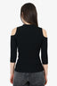 Maje Black Ribbed Cold Shoulder Top Size 2