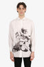 Valentino White/Black Poplin Printed Shirt Size 46 Mens
