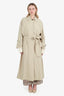 Salvatore Ferragamo Beige Wool Belted Trench Coat Size 44