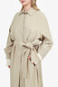 Salvatore Ferragamo Beige Wool Belted Trench Coat Size 44