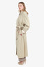 Salvatore Ferragamo Beige Wool Belted Trench Coat Size 44