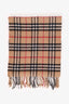 Burberry Brown Cashmere Nova Check Fringe Scarf