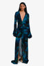 Rat & Boa Black/Blue Sheer Floral Button Down Maxi Dress Size S