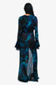 Rat & Boa Black/Blue Sheer Floral Button Down Maxi Dress Size S