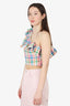 Sézane Multicolour Plaid Dira One-shoulder Cropped Top Size 34