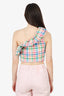 Sézane Multicolour Plaid Dira One-shoulder Cropped Top Size 34