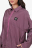 Stone Island Purple Nylon Logo Patch Zip-up Jacket Size L