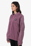 Stone Island Purple Nylon Logo Patch Zip-up Jacket Size L